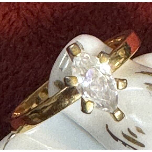 -RING VTG Nevada Mines Engagement Gold Tone Size 10 With A CZ Stone. - Picture 3 of 6